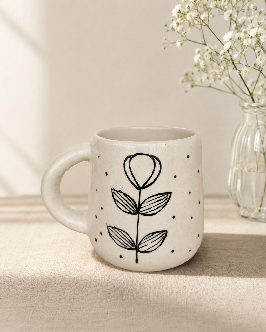 Black and White Leaf Mug