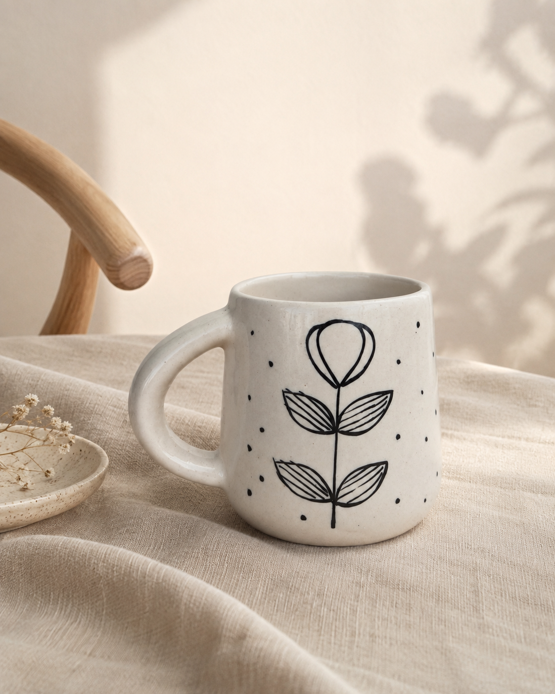 Black and White Leaf Mug