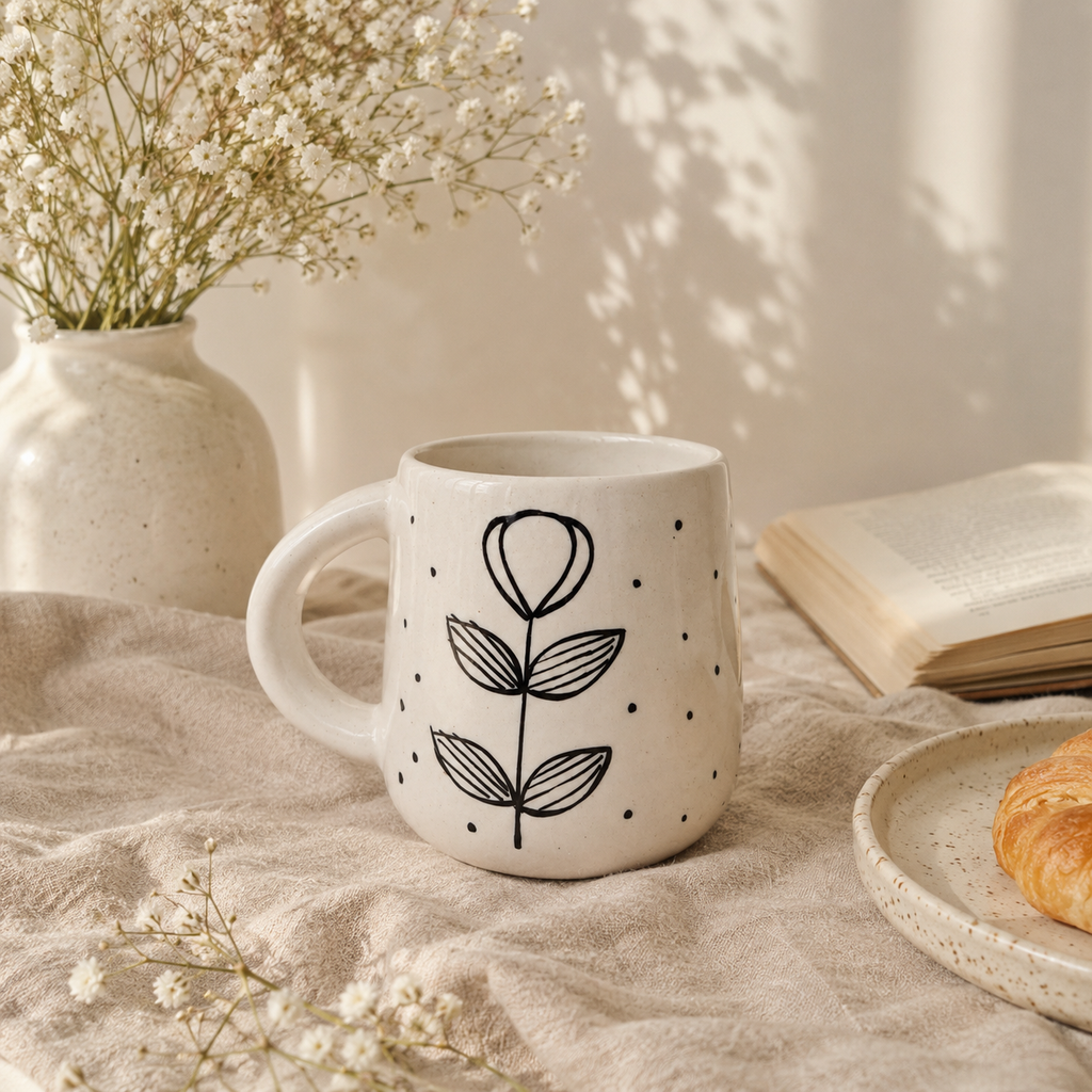 Black and White Leaf Mug