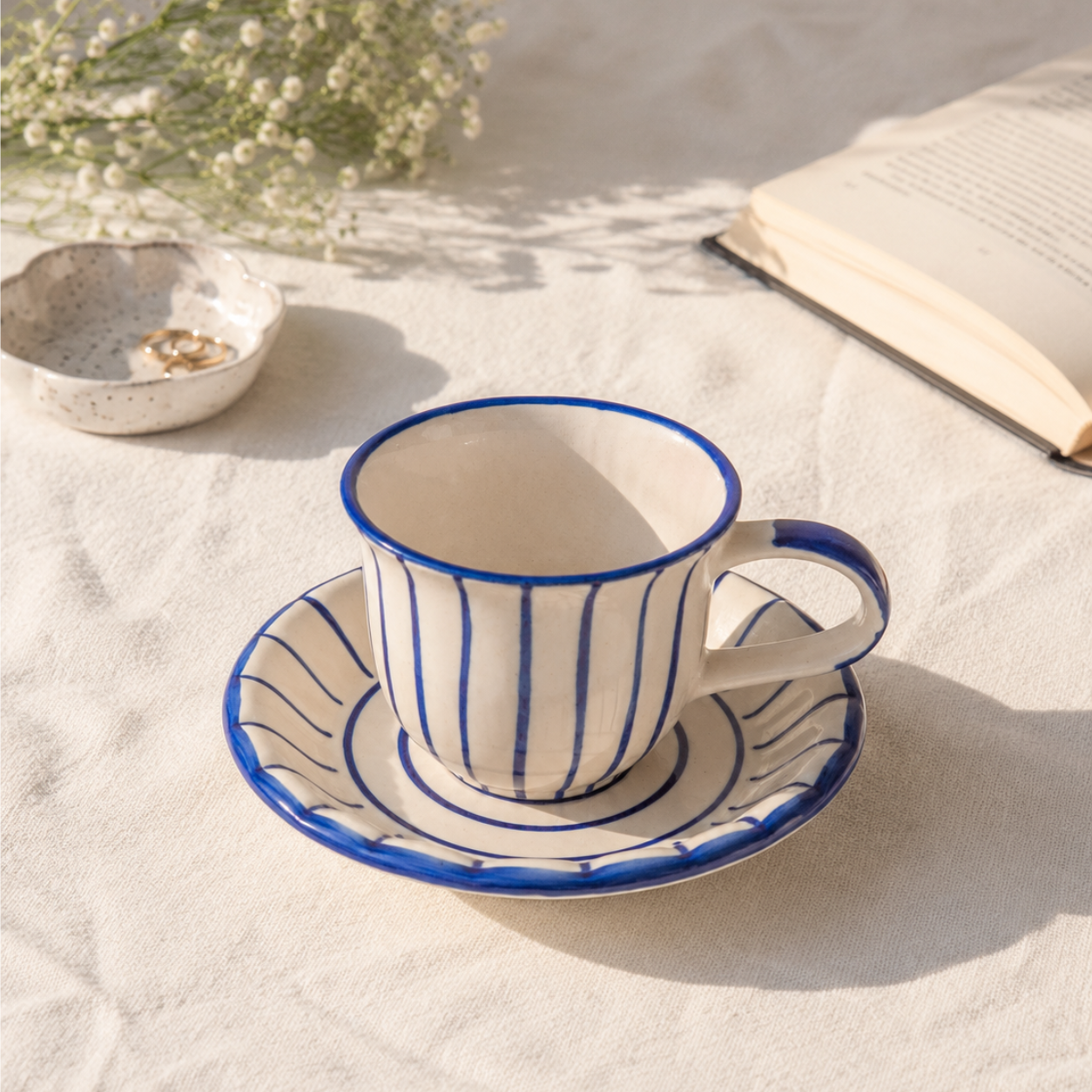 Blue Striped Cup and Saucer